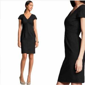 Banana Republic Black Italian Wool Cap Sleeve Sheath Dress